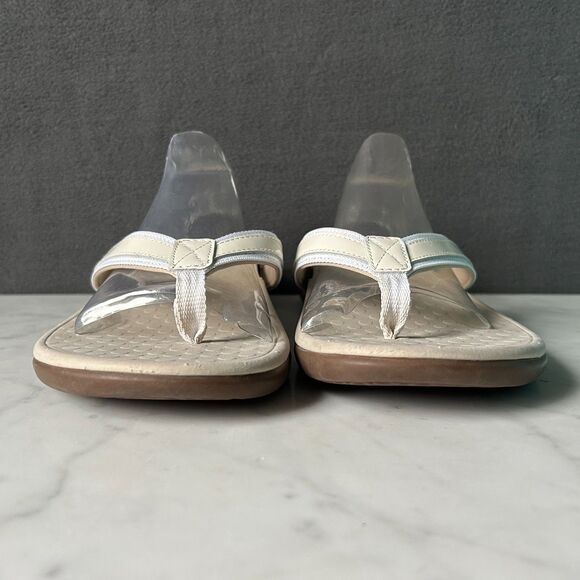 Vionic Tide Toe Post Sandals Orthotic White Textile/Patent Leather - Women's 11 - Picture 4 of 8